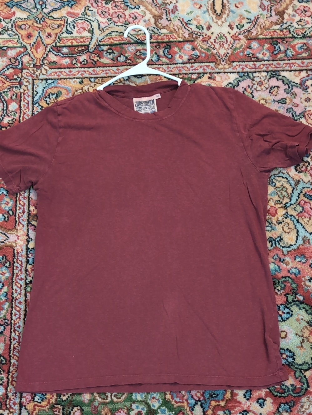 Jungmaven Men's Short Sleeve Crew T-Shirt in Maroon